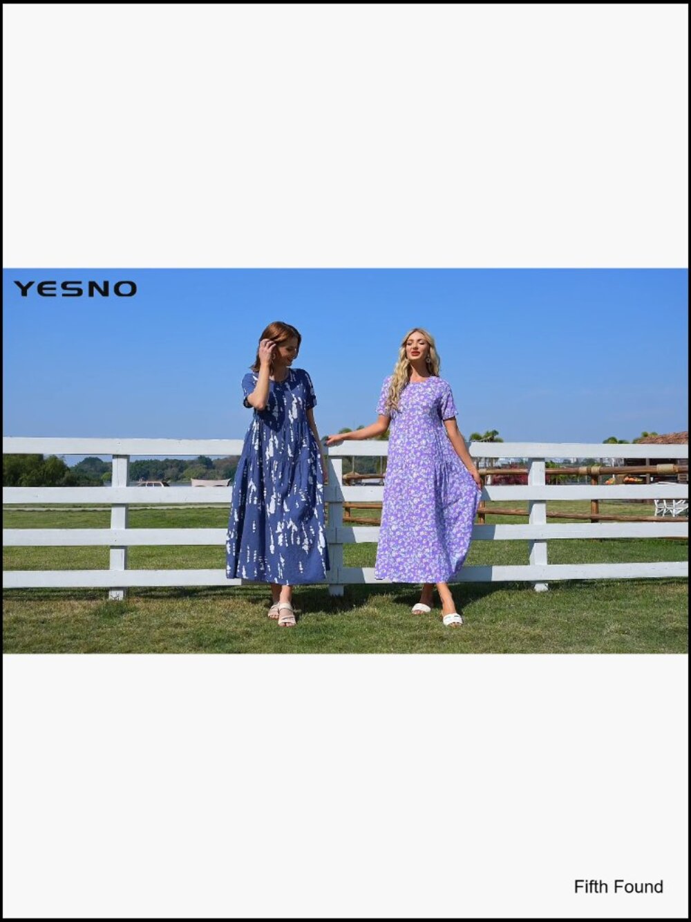 Women's Bohemian Floral Maxi Dress with Pockets Swing Beach Dress - Picture 5 of 7
